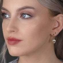 Load image into Gallery viewer, Small Crystal Pave Skull Huggie Earrings: Gold Plated
