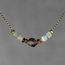 Load image into Gallery viewer, Semi Precious Star Cut and Cube Combo Short Necklace: 16” + Extender / Smoky Quartz &amp; Citrine
