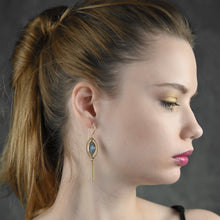 Load image into Gallery viewer, Brass Marquise w/ Marquise Semi Precious: Denim Opal
