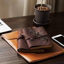 Load image into Gallery viewer, Leather journal diary with ruled craft pages
