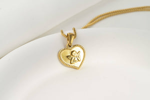 Heart Charm Necklace - 18k Gold Heart Chain Necklace: D. Paperclip (16") / B. Medium