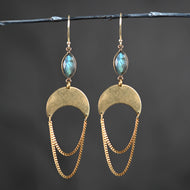Brass Balance w/ Semi Precious & Draped Chain: Golden Rutile