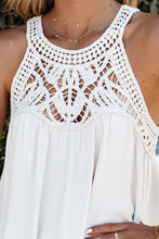 Load image into Gallery viewer, Crochet Lace Sleeveless Babydoll Top: White

