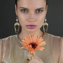 Load image into Gallery viewer, Brass Balance w/ Semi Precious &amp; Draped Chain: Golden Rutile
