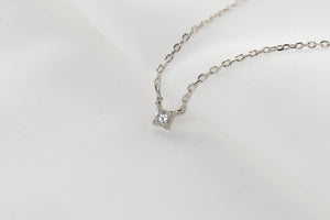 Sterling Silver Diamond Necklace - Gold Vermeil CZ Necklace: Pave V / Silver