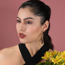 Load image into Gallery viewer, Mixed Metal Gold Chain Gunmetal Marquise Drop Earrings
