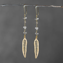 Load image into Gallery viewer, Leaf w / 4 Herkimer Diamond Earrings
