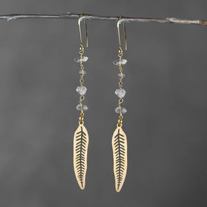Leaf w / 4 Herkimer Diamond Earrings