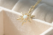Load image into Gallery viewer, Opal Star Burst Necklace - 14k Sterling Silver Star Necklace
