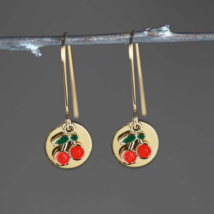 Fun Enameled Cherry Earrings