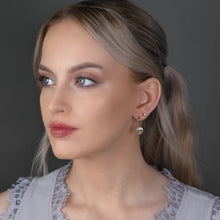 Load image into Gallery viewer, Small Crystal Pave Skull Huggie Earrings: Gold Plated

