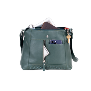 Elegant Leather Crossbody Bag Tressa – Stylish & Functional: Sea Green
