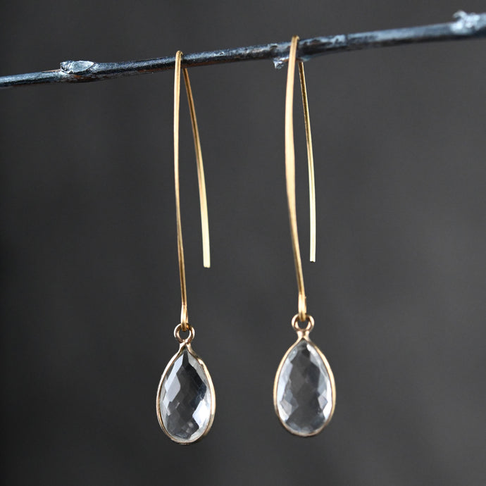 Long Wire w/ Stone: Aqua Color (Hydro Quartz)