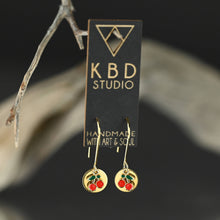 Load image into Gallery viewer, Fun Enameled Cherry Earrings
