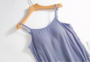 Built-in bra strappy dress lounge sleeveless dress: LightPink / M