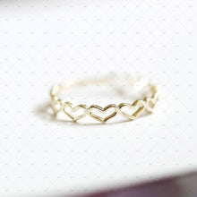 Load image into Gallery viewer, S925 Silver 14k Gold Plated Hollow Heart Shape Ring: Yellow Gold

