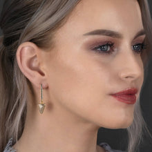 Load image into Gallery viewer, Bar Top Classic Semi Precious Triangle Drop Earrings: Amethyst
