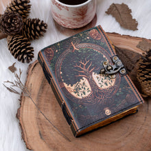 Load image into Gallery viewer, Leather Journal Notebook with Vintage Paper Tree Print
