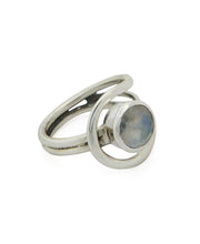 Load image into Gallery viewer, Sterling Silver Loop Ring With Moonstone: Size 8
