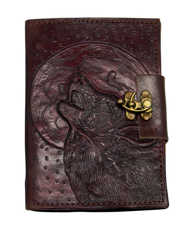 Leather Wolf Journal 5 X 7 with Lock