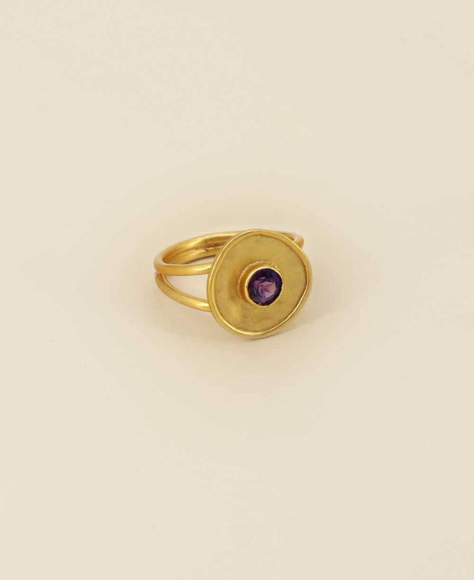 Gold Plated Amethyst Fluid Ring: 7