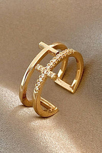 Fashion Cross Rhinestone Adjustable Ring