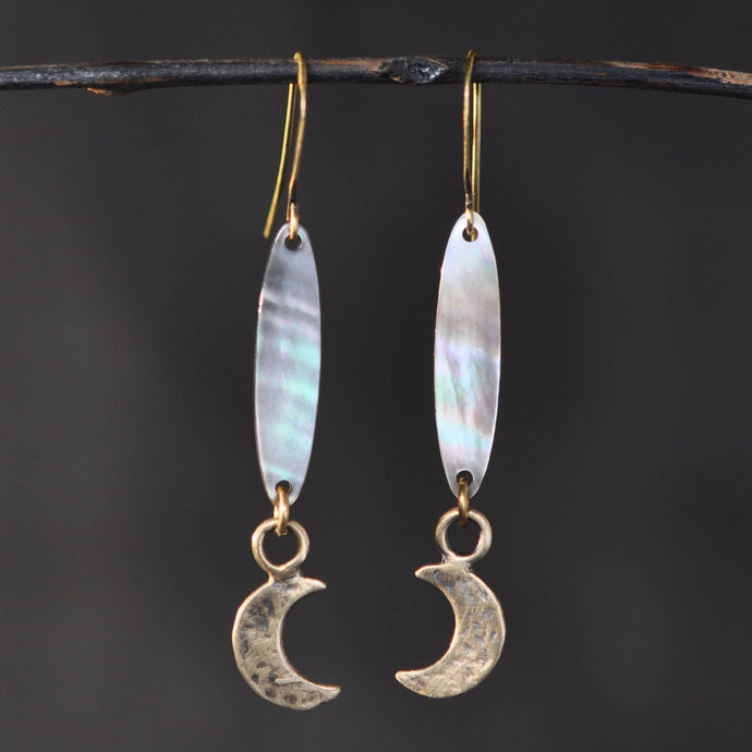 Bronze Moon with Oval Mother of Pearl Earrings