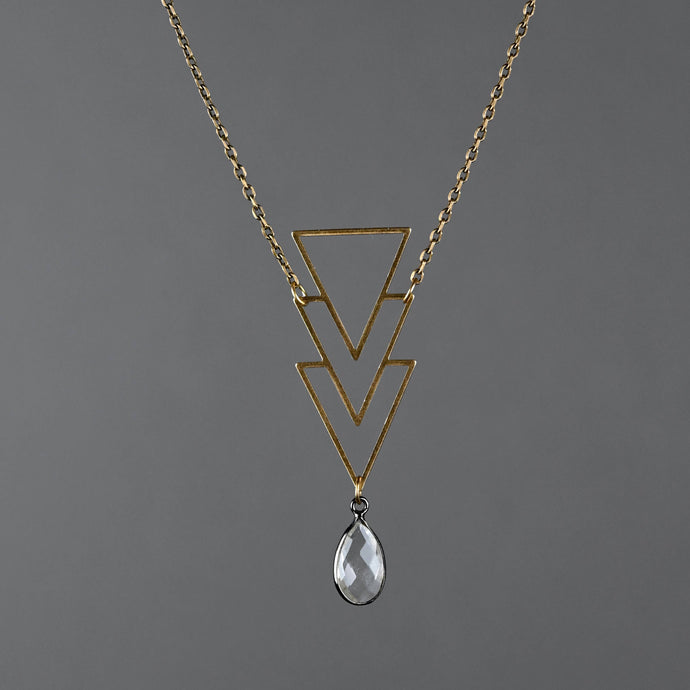 Brass Geometric Triangle Necklace