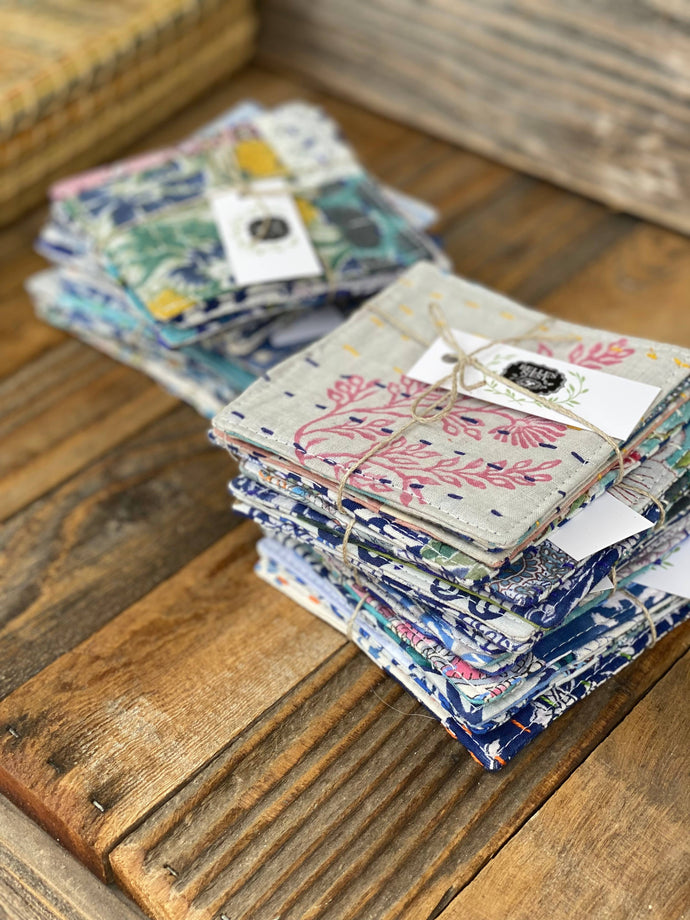 Four Assorted Square Cotton Coasters
