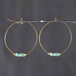 50mm Brass Hoops w/ Turquoise Jasper Earrings