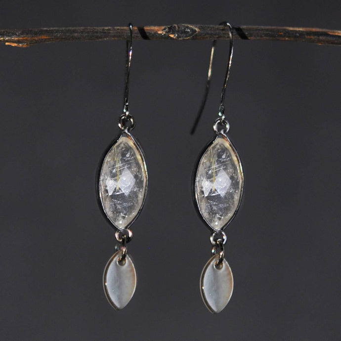 Golden Rutile with Mother of Pearl Drop Earrings