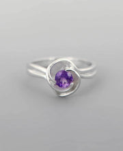 Load image into Gallery viewer, Tranquility Swirl Amethyst Sterling Silver Floral Ring: Size 7
