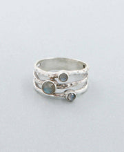 Load image into Gallery viewer, Triple Stone Labradorite Ring, Sterling Silver: Size 7

