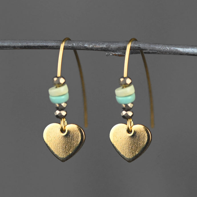 Golden Heart w/ Turquoise Jasper Earrings