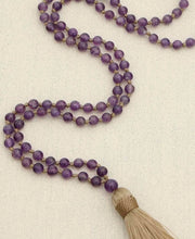 Load image into Gallery viewer, Knotted Gemstone Mala with 108 Amethyst Beads
