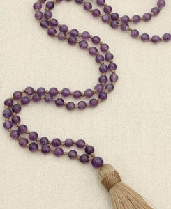 Knotted Gemstone Mala with 108 Amethyst Beads