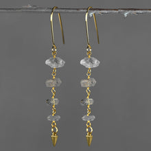 Load image into Gallery viewer, Four Herkimer Diamonds w/ Cast Cone Drop Earrings
