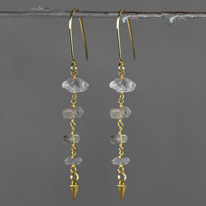 Four Herkimer Diamonds w/ Cast Cone Drop Earrings