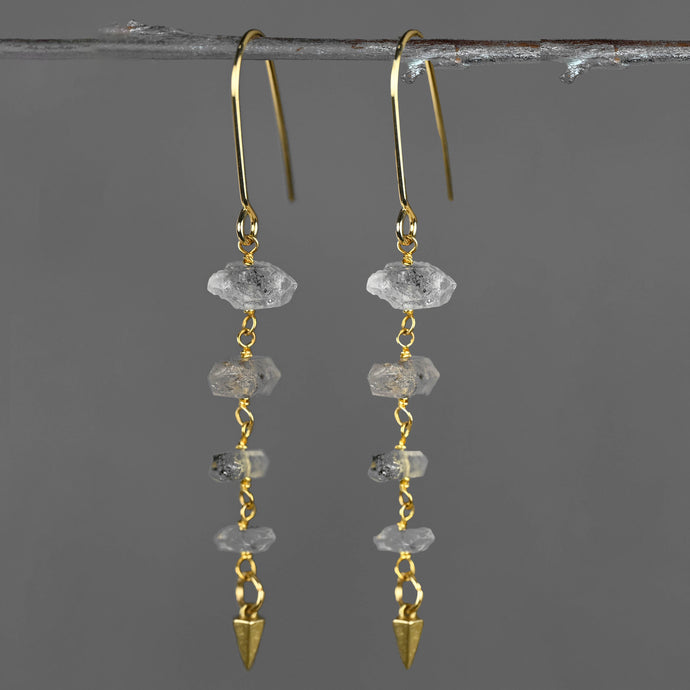 Four Herkimer Diamonds w/ Cast Cone Drop Earrings