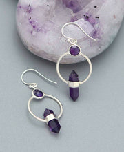 Load image into Gallery viewer, Soothing Amethyst Point Earrings
