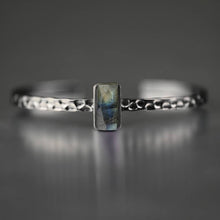 Load image into Gallery viewer, Thin Hand Hammered Cuff w/ Semi Precious Gemstone (Gunmetal)

