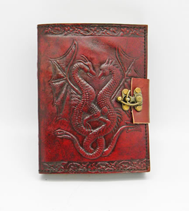 Double Dragon Leather Journal with Lock 5 X 7 Inches