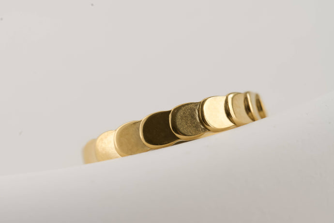 Dainty Gold Rings - Waterproof 18k Gold Stackable Rings: Mirror Link / 8