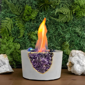 Amethyst Personal Tabletop Fire Pit - Geode Crystal Fire Bowl
