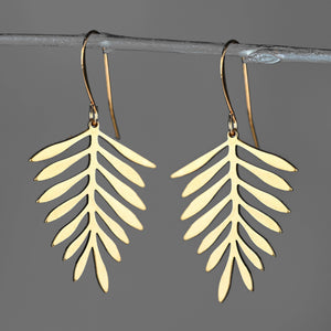 Simple Brass Fern Leaf  Earrings