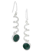 Load image into Gallery viewer, Sterling Silver and Malachite Spiral Earrings
