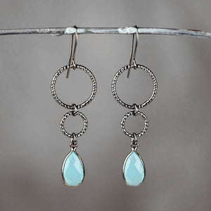 Gunmetal Small and Medium Circle Earrings (Choose Stone)
