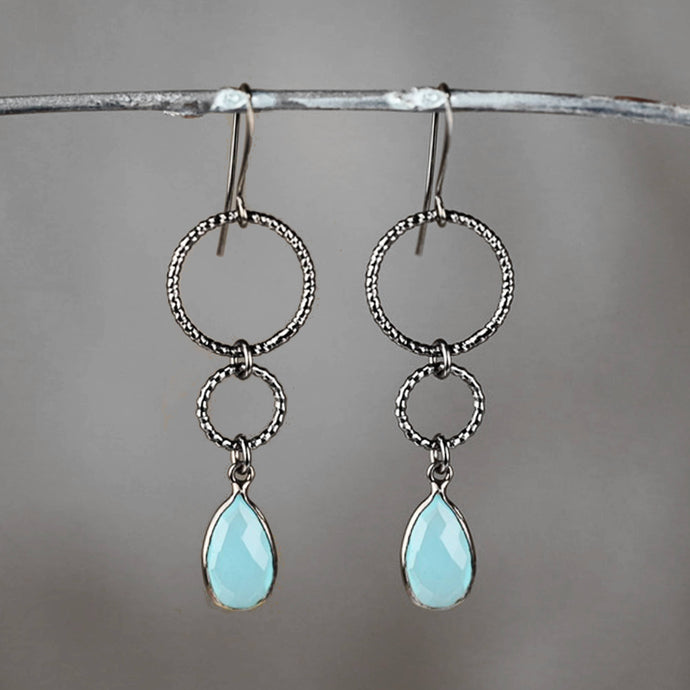 Gunmetal Small and Medium Circle Earrings (Choose Stone)