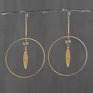 60mm Hoop w/ Stick Drop, Hammered Marquise & Labradorite