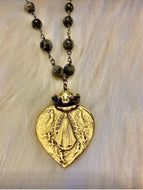 The Crowned Labradorite Lady of Lujon Heart Necklace